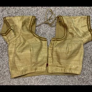 Gold readymade saree blouse